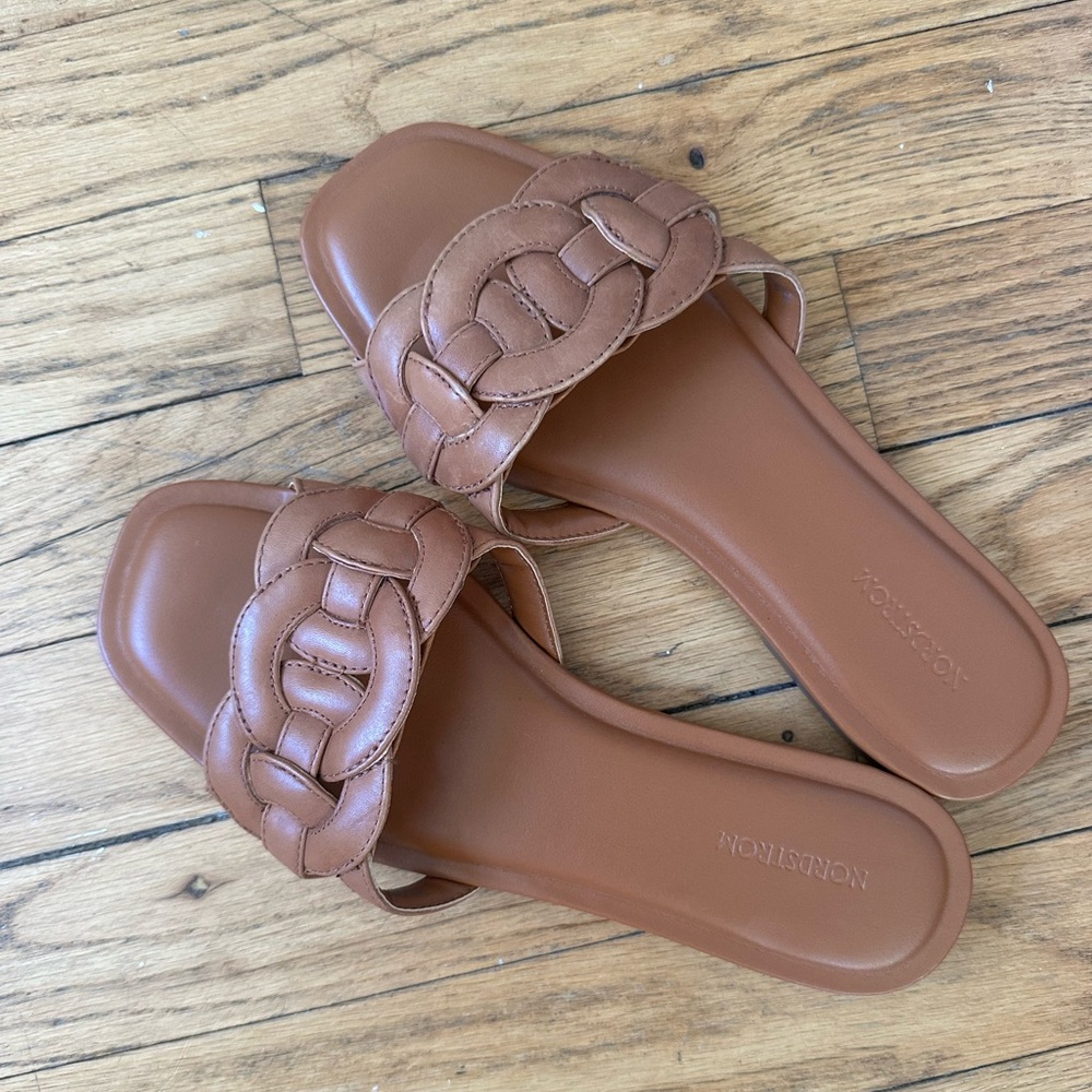 Nordstrom Tan Braided Sandals in perfect condition